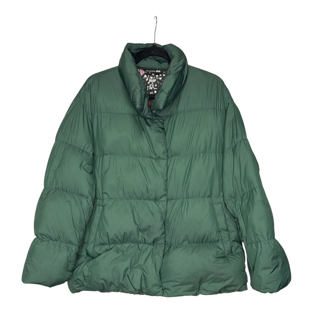 Uniqlo x Marimekko Ultra Light Down Puffer Jacket Green Floral Lining L 426243